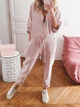 Load image into Gallery viewer, Casual Button Shirt Collar Jumpsuit
