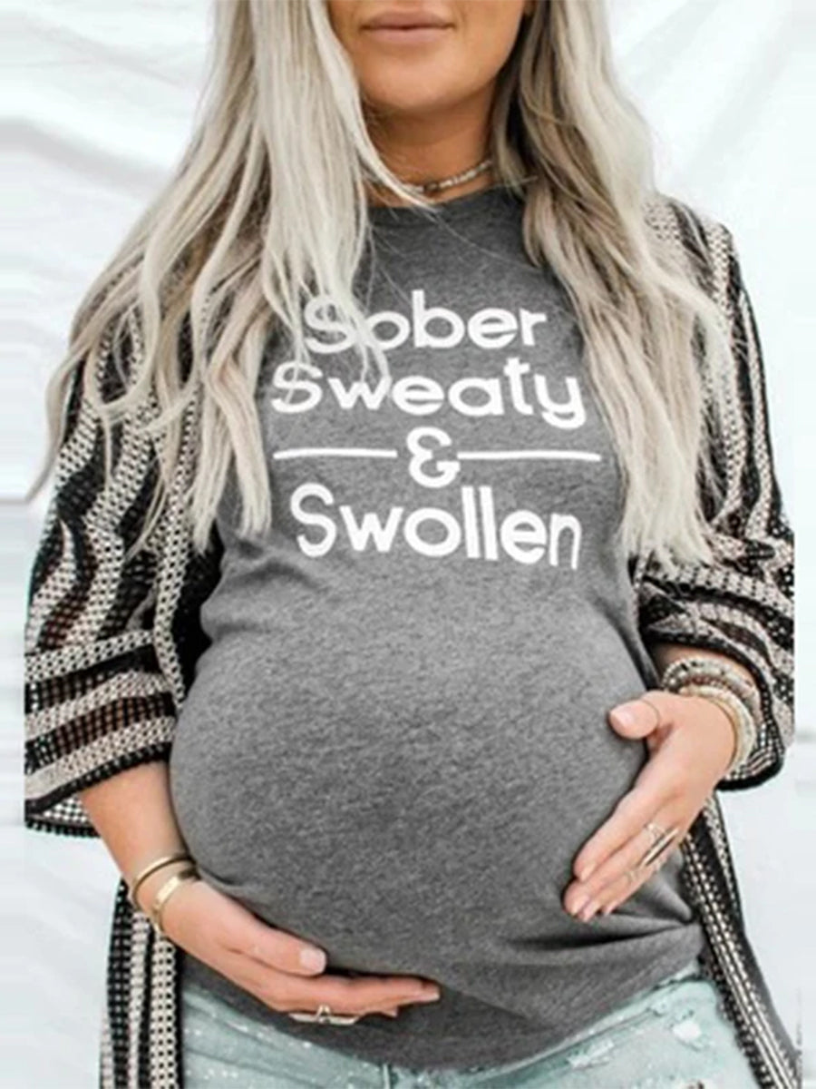 Casual Loose Short Sleeve Round Neck Pregnant Women Tops