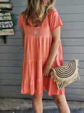 Load image into Gallery viewer, Casual V-neck Short Sleeve Star Print Dress
