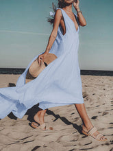 Load image into Gallery viewer, Casual Sexy Deep V-neck Pure Color Maxi Dress for Summer

