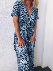 Retro Elegant Casual Loose Leopard Dress