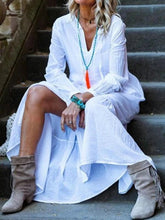 Load image into Gallery viewer, V-Neck Solid Color Loose Long Dress
