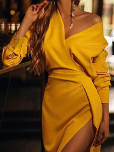Split Shoulder Fashion Casual Dress