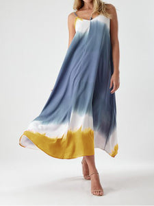 V-neck Sleeveless Tie-dye Dress