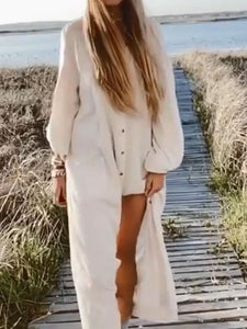Casual Long Sleeve Button Solid Color Dress