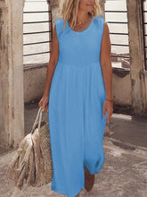 Load image into Gallery viewer, Round Neck Sleeveless Casual Vest Dress
