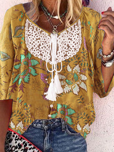 Bohemian Casual Loose Lace Floral Top