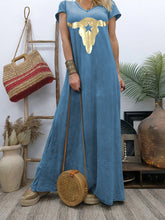 Load image into Gallery viewer, Casual Loose V Neck Long Sleeve Maxi Dress
