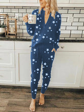 Load image into Gallery viewer, Casual Loose V-Neck Top Pants Starry Sky Suit
