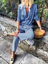 Load image into Gallery viewer, Bohemian Retro Casual Loose V Neck Top Floral Pants Set
