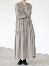 Load image into Gallery viewer, Solid Color Loose Fashion Stitching Long Sleeve Dress
