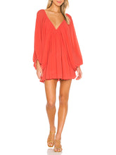 Load image into Gallery viewer, Sexy Deep V-neck Lantern Sleeve Backless Casual Dress

