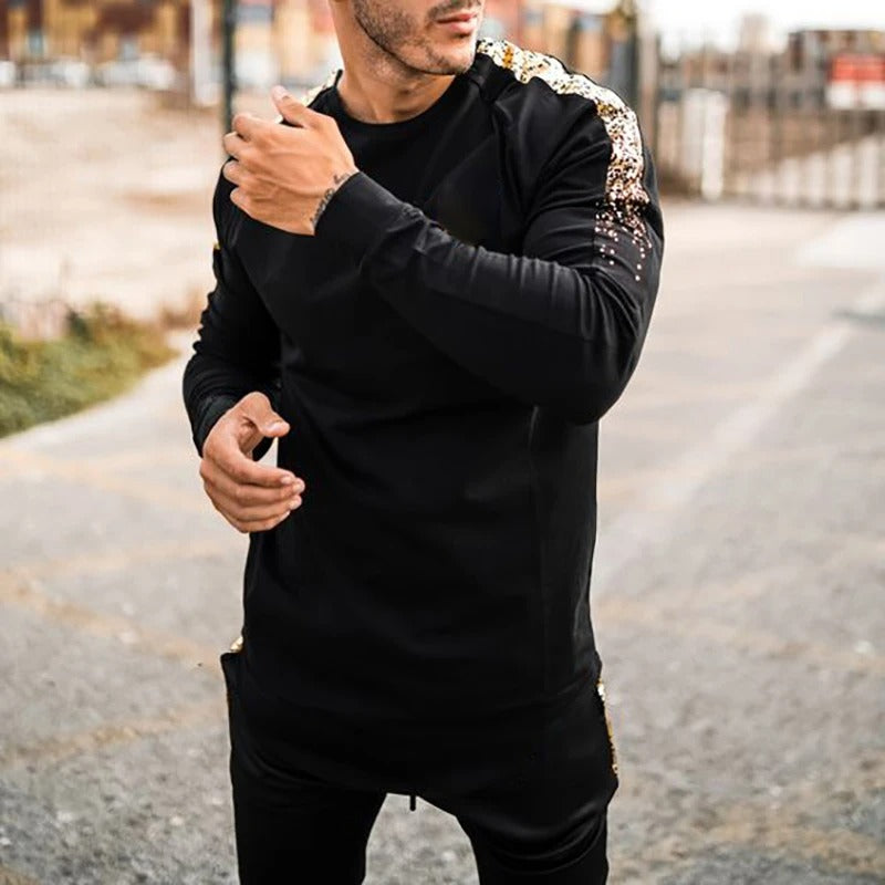Men'S Fashion Casual Colorblock Long Sleeve T-Shirt