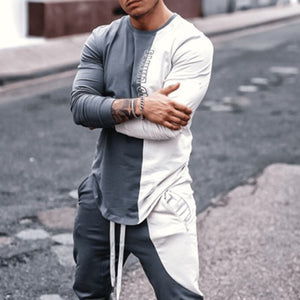 Fashion Gray And White Men'S Two-Piece Suit
