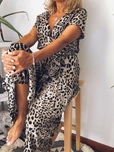 Retro Elegant Casual Loose Leopard Dress