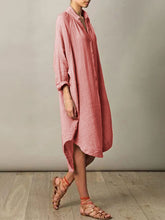 Load image into Gallery viewer, Casual Fashion V-neck Solid Color Shirt Dress
