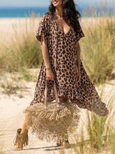 Load image into Gallery viewer, Leopard V-Neck Casual Short Sleeve Dress
