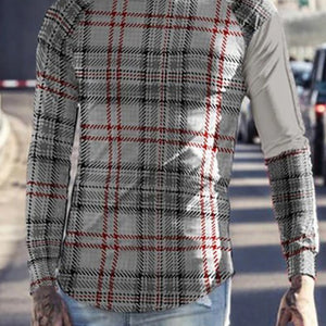 Men'S Fashion Casual Check Long Sleeve T-Shirt