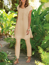Load image into Gallery viewer, Retro Casual Loose Short Sleeve Tops Floral Suit
