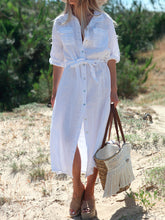 Load image into Gallery viewer, Shirt Collar Solid Color Comfortable Dress
