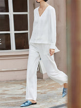 Load image into Gallery viewer, Simple Casual Loose And Comfortable V Neck Top Pants Suit
