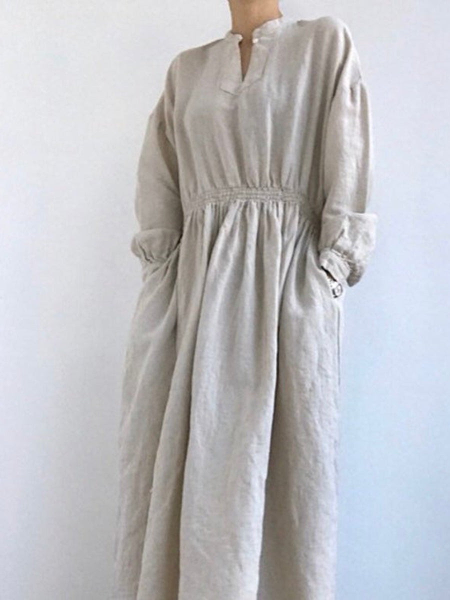 Solid Color Wild Fashion Waist Dress