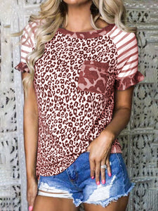 Casual Short Sleeve Leopard Print T-shirt