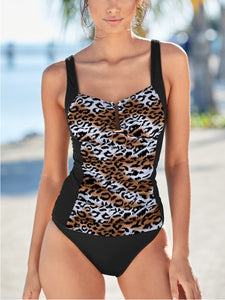 Leopard Print Split Swimsuit Tankini