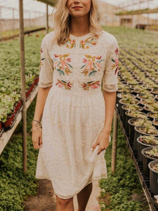 Casual Round Neck Printed Dress