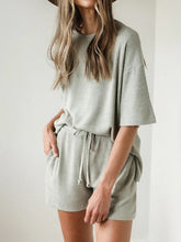 Load image into Gallery viewer, Casual Solid Color Short Sleeve Round Neck Two-piece Suit
