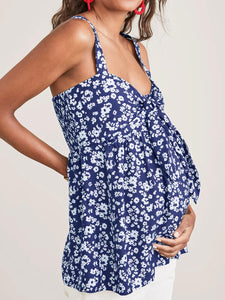 Fashion Strapless Floral Print Maternity Top