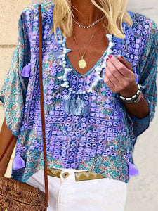 Bohemian Loose Casual V-Neck Top