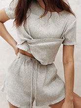 Load image into Gallery viewer, Casual Solid Color Short Sleeve Suit
