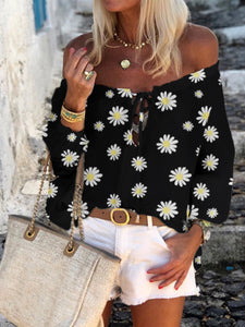 Bohemian Pastoral Casual Loose Daisy Print Top