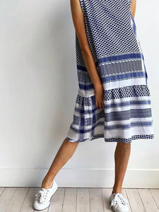 Casual Loose Round Neck Striped Dress