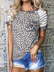 Casual Short Sleeve Leopard Print T-shirt