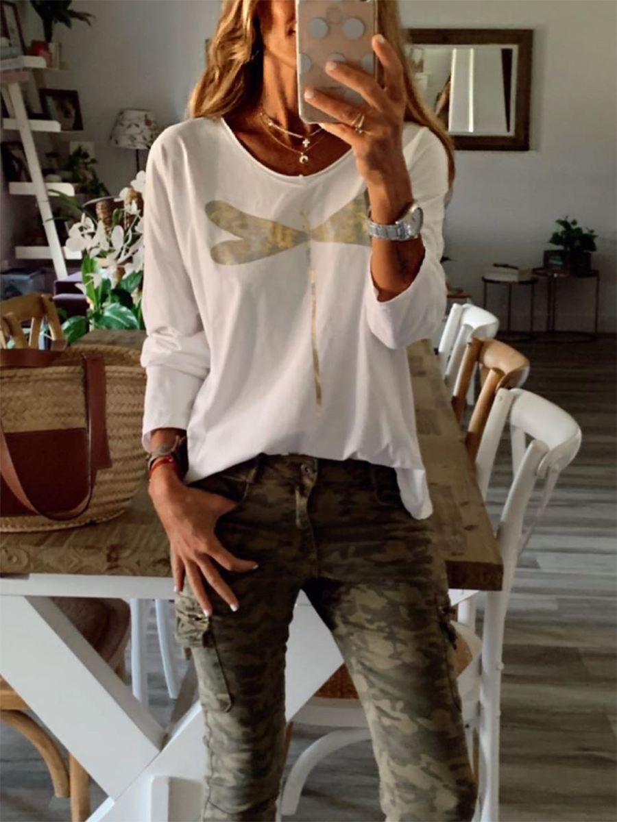 Printed Long-Sleeved T-Shirt