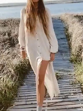 Load image into Gallery viewer, Casual Long Sleeve Button Solid Color Dress
