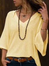 Load image into Gallery viewer, Loose V-Neck T-Shirts Solid Color Blouses
