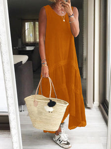 Solid Color Sleeveless Dress
