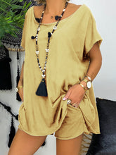 Load image into Gallery viewer, Casual Loose Round Neck Top Shorts Suit
