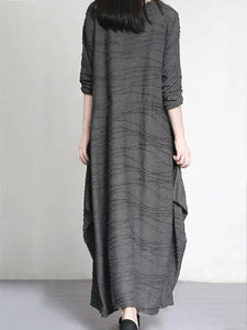 V-neck Long Sleeve Loose Casual Maxi Dress