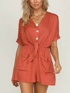 Lace-up Short Casual Jumpsuit
