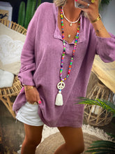 Load image into Gallery viewer, Comfortable Simple Casual Loose V-Neck Long Sleeve Top
