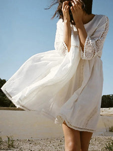 Half Sleeve Solid Round Neck Casual Dress