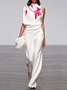 Casual Loose Floral Print Sleeveless Jumpsuit