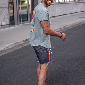 Men'S Fashion Round Neck Printed Short-Sleeved T-Shirt