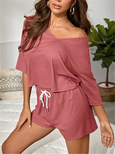 V-neck Clear Color Loose Suit