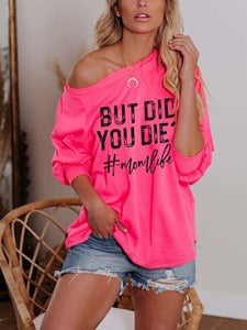 Printed Loose Strapless Long-Sleeved T-Shirt