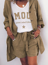Load image into Gallery viewer, Casual Loose V-Neck T-Shirt Shorts Shirt Three-Piece Suit
